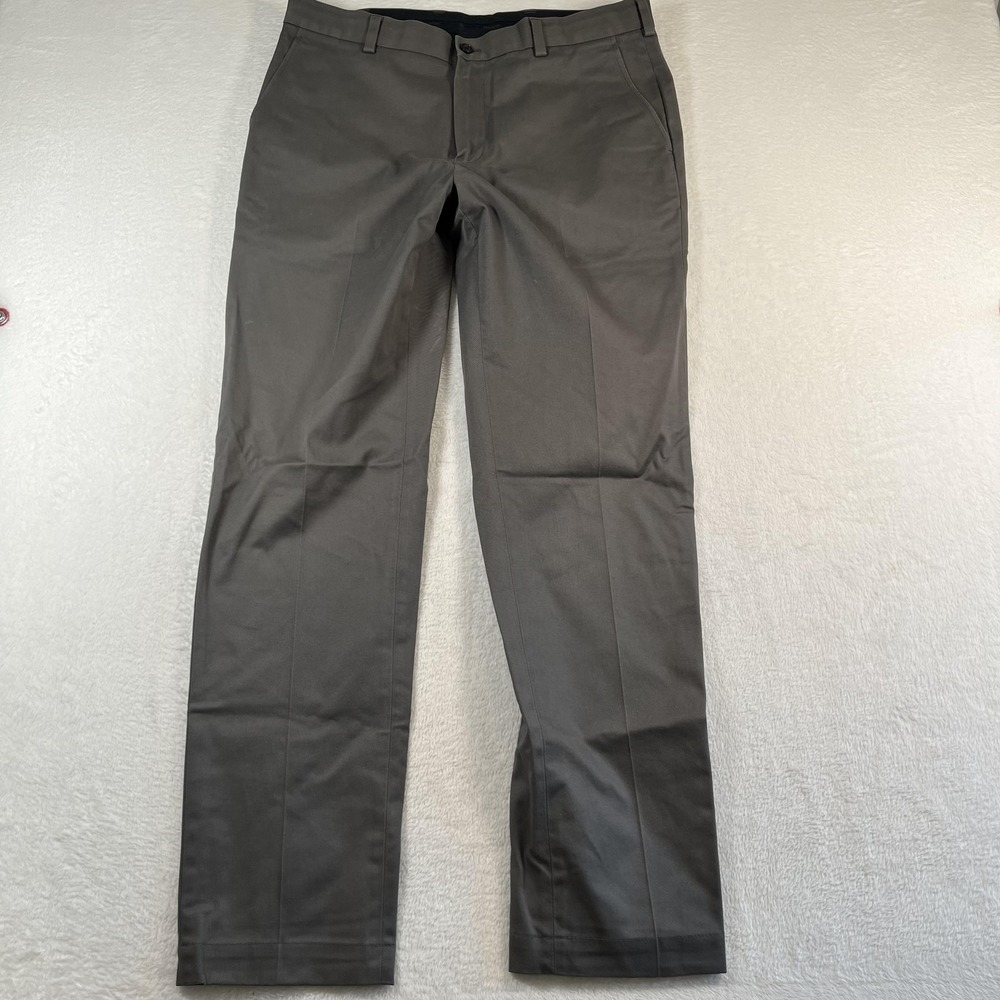 Brooks Brothers Pants Mens 34 Gray Advantage Chino Stretch Milano Slim Casual
